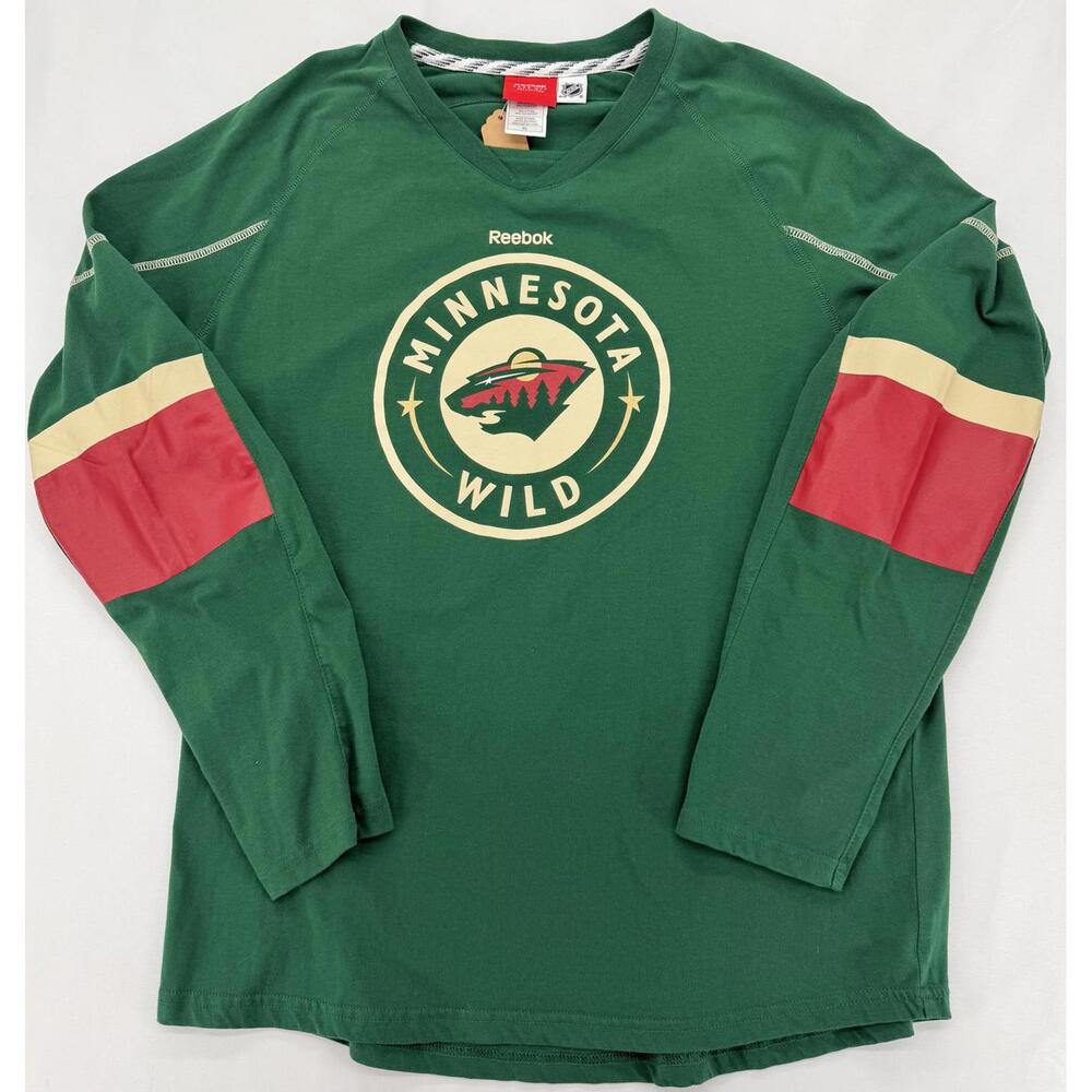 Reebok Minnesota Wild Long Sleeve Shirt XL Cotton Blend‎ Retro Fit